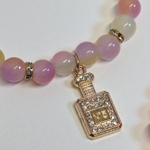Stretch Bracelets w/ Perfume Bottle Charm & Glass Beads Assorted - 7/9 Available